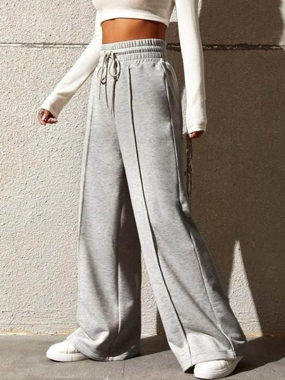 Women’s High-Waist Wide Leg Pants – Light Grey