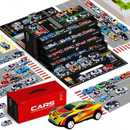 Veyron 48 Pull Back Cars with Metal Storage Box