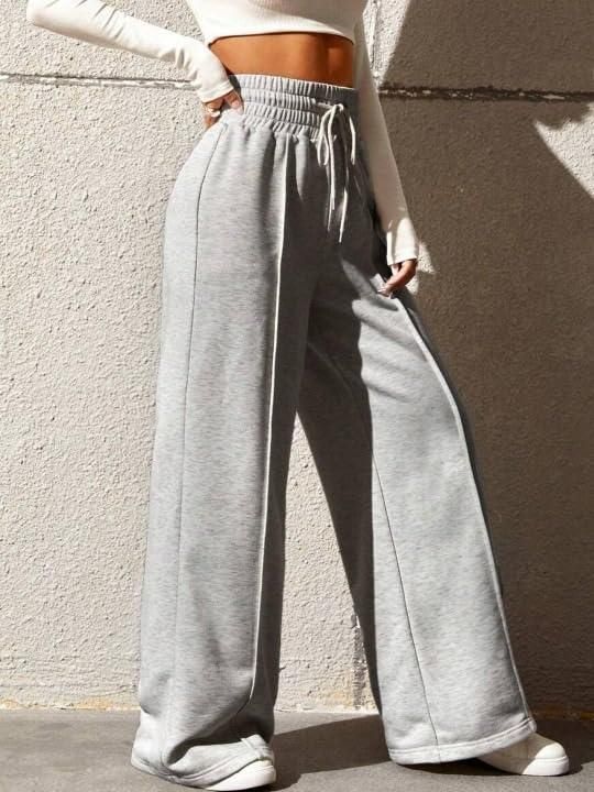 Women’s High-Waist Wide Leg Pants – Light Grey