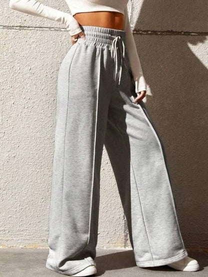 Women’s High-Waist Wide Leg Pants – Light Grey