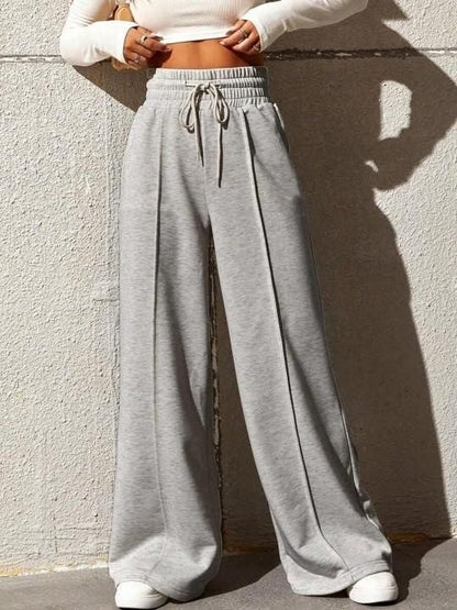 Women’s High-Waist Wide Leg Pants – Light Grey
