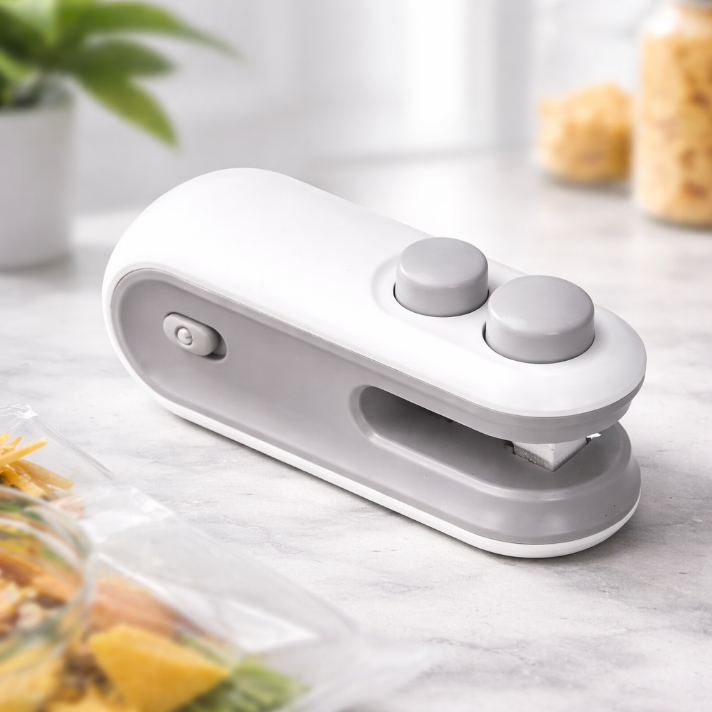 Portable Mini Bag Sealer & Cutter | USB Rechargeable Heat Sealer for Food Bags