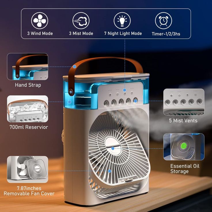 Portable Evaporative Air Cooler | Mini Mist Fan with Water Tank |